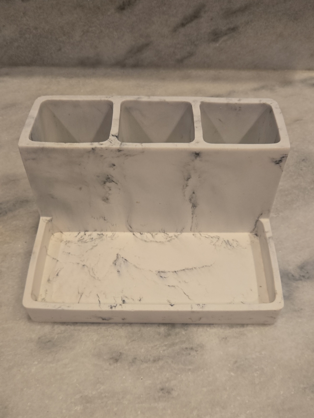 Stone Pattern Multi‑Slot Countertop Organizer